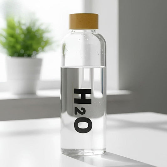 Borosilicate Glass Water Bottle H2O Style Leakproof Bottle