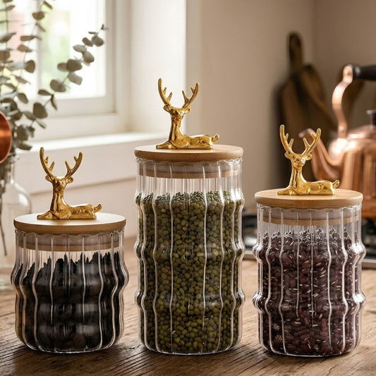 3PCS Glass Jar Set Kitchen Storage Containers