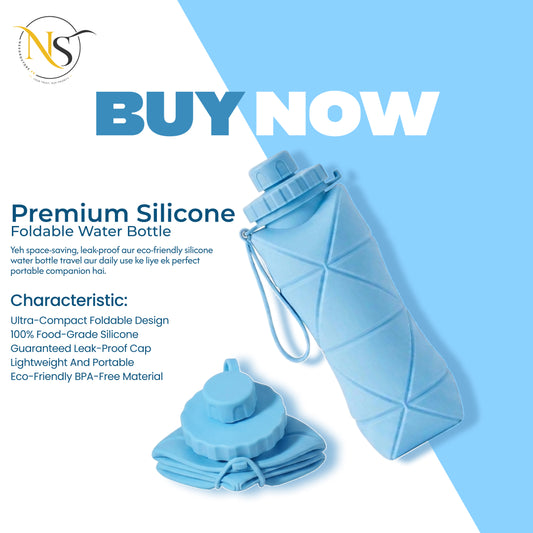 600ml Silicone Folding Water Bottle – Portable, Leakproof & BPA-Free