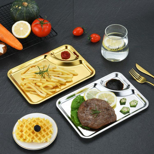 Stainless Steel Golden Serving Plate Premium Dining & Serving Tray