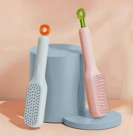 Self-Cleaning Hair Brush | One-Click Telescopic Hair Comb | Anti-Static Detangling Brush for Men & Women
